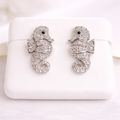 925 Sterling Silver Moissanite 1.0ct Seahorse Earrings