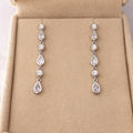 Elegant 925 Sterling Silver Moissanite 3ct Teardrop Dangle Earrings