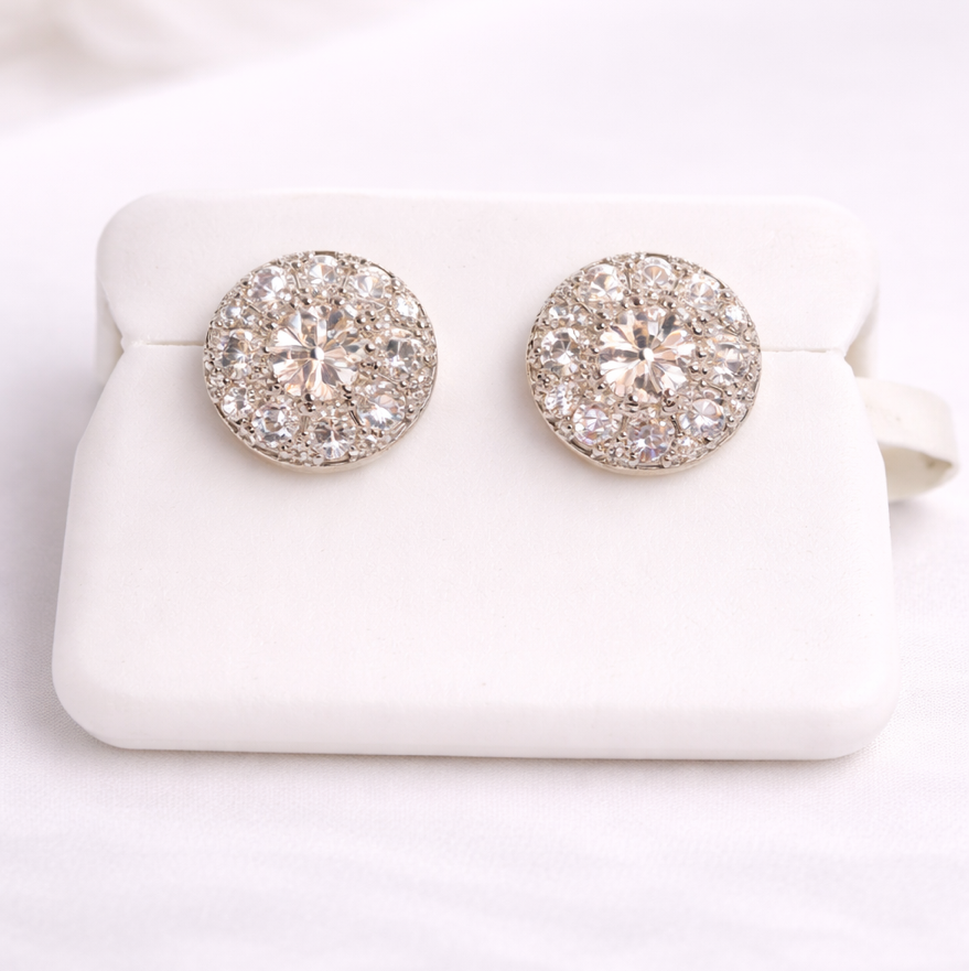 925 Sterling Silver Moissanite 2ct Halo Stud Earrings