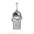 Sterling Silver Moissanite Basketball and Hoop Pendant 2.0ct