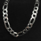 Bold 11.65mm 24in 925 Sterling Silver Figaro Chain Necklace 64g (6)