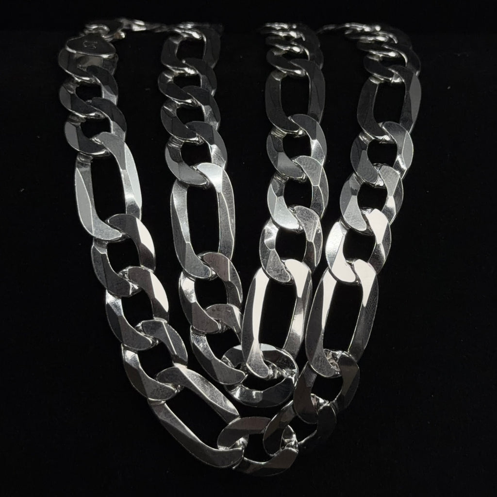 Bold 11.65mm 24in 925 Sterling Silver Figaro Chain Necklace 64g (7)