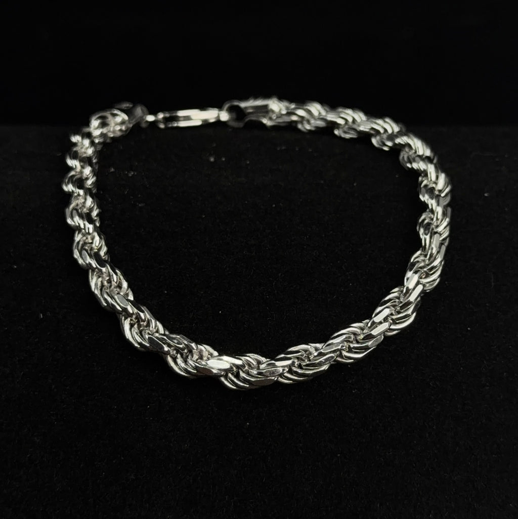 8.5in 925 Sterling Silver Classic Twisted Rope Bracelet 5.8mm