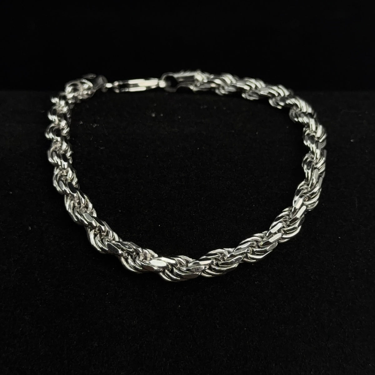 8.5in 925 Sterling Silver Classic Twisted Rope Bracelet 5.8mm