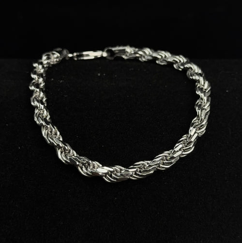 8.5in 925 Sterling Silver Classic Twisted Rope Bracelet 5.8mm
