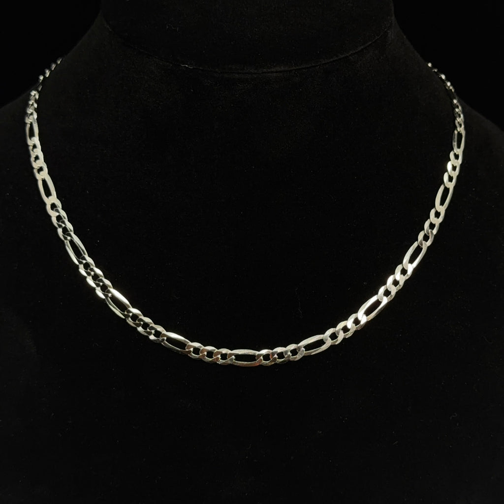 Men's 18in 5.38mm Polished 925 Sterling Silver Figaro Chain Necklace