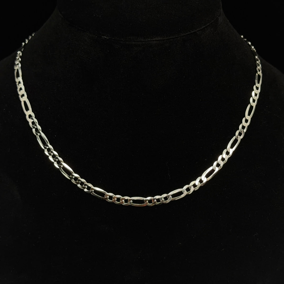 Men's 18in 5.38mm Polished 925 Sterling Silver Figaro Chain Necklace