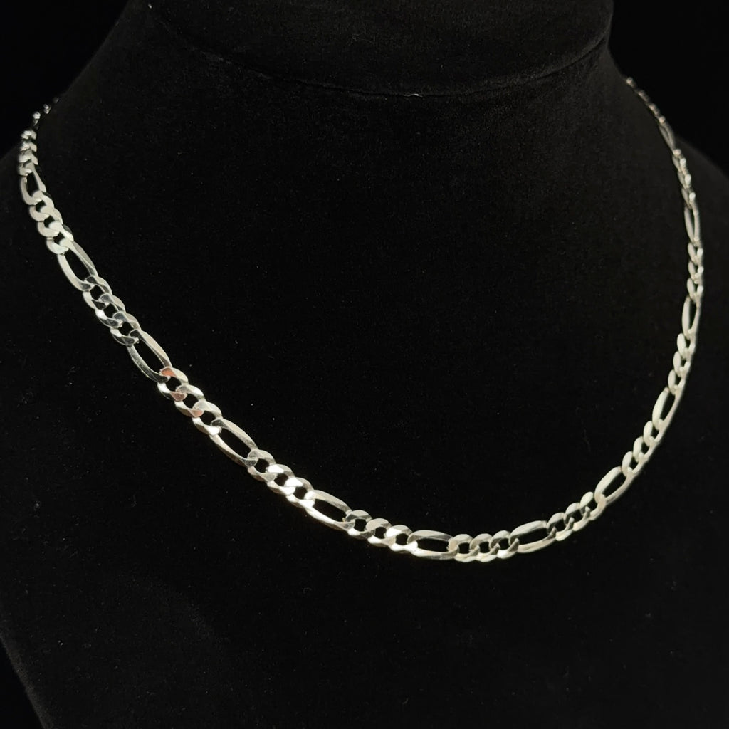 Men's 18in 5.38mm Polished 925 Sterling Silver Figaro Chain Necklace (2)