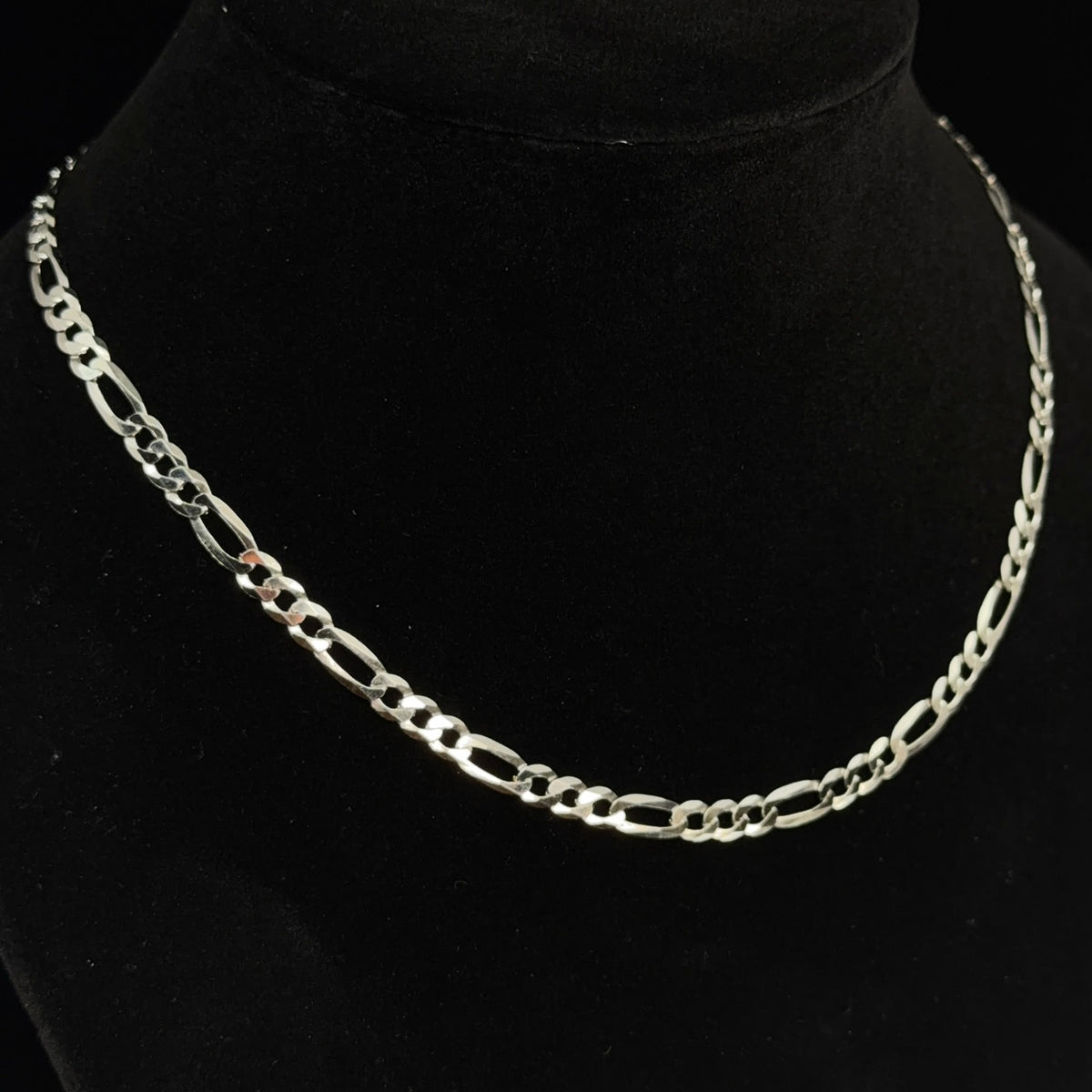Men's 18in 5.38mm Polished 925 Sterling Silver Figaro Chain Necklace (2)