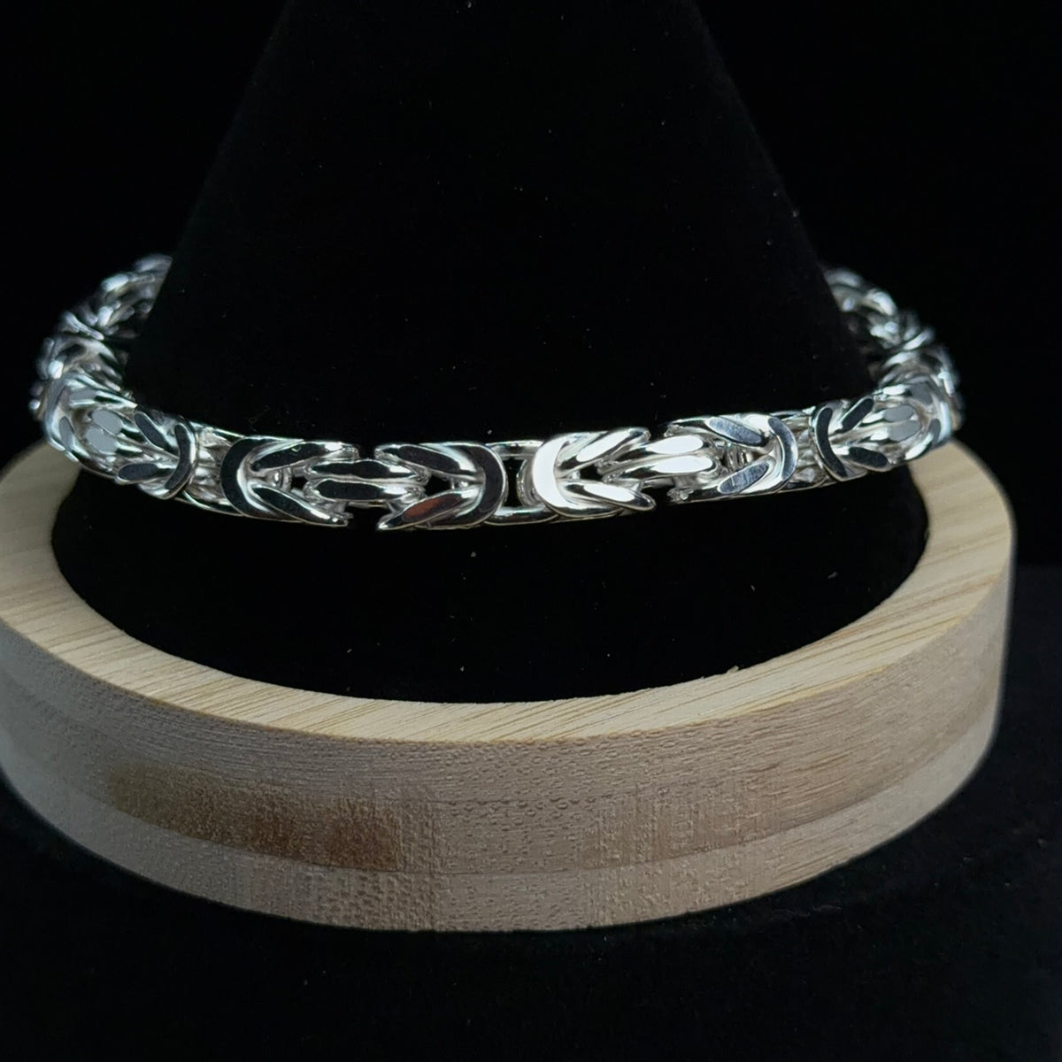 8in 925 Sterling Silver Intricate Byzantine Link Bracelet 6.4mm (5)