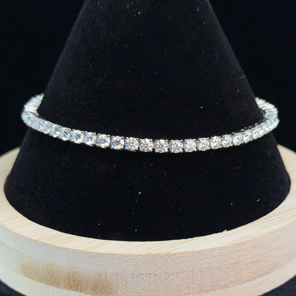 7in 925 Sterling Silver Moissanite Tennis Bracelet 7.00ct Round Stones 3mm