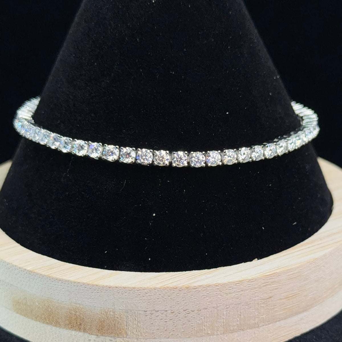 8in 3mm Classic 925 Sterling Silver Moissanite Tennis Bracelet 9ct