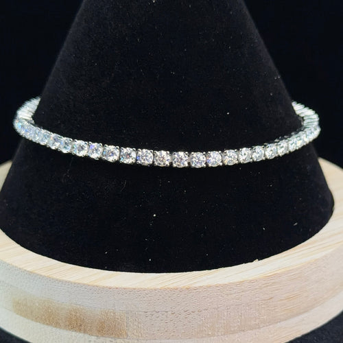 8in 3mm Classic 925 Sterling Silver Moissanite Tennis Bracelet 9ct