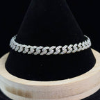 8in 6mm Iced Moissanite Cuban Link 925 Sterling Silver Bracelet