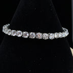 Luxurious 925 Sterling Silver Moissanite 15ct 4MM Tennis Bracelet, 7in (2)