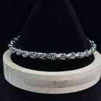 Polished 925 Sterling Silver Rope Chain Bracelet 9in 5.75mm