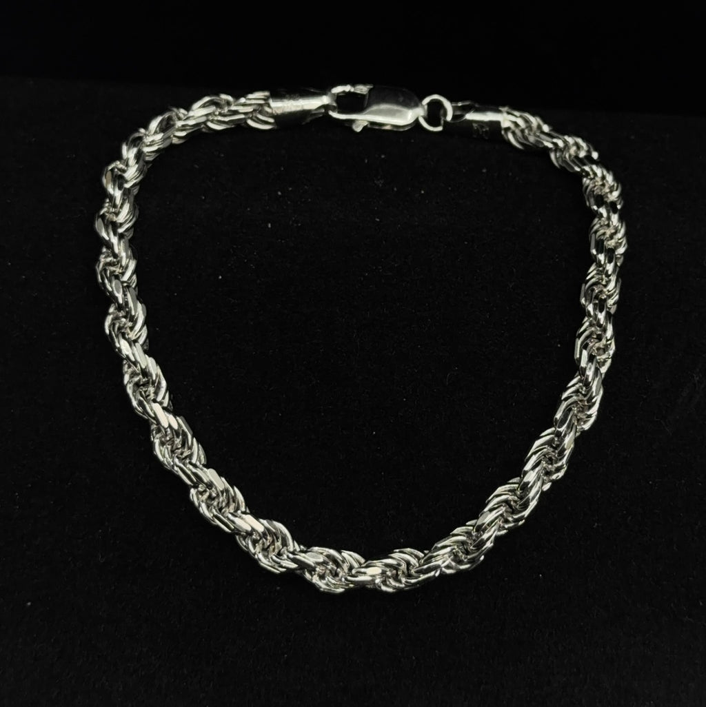 Polished 925 Sterling Silver Rope Chain Bracelet 9in 5.75mm (3)