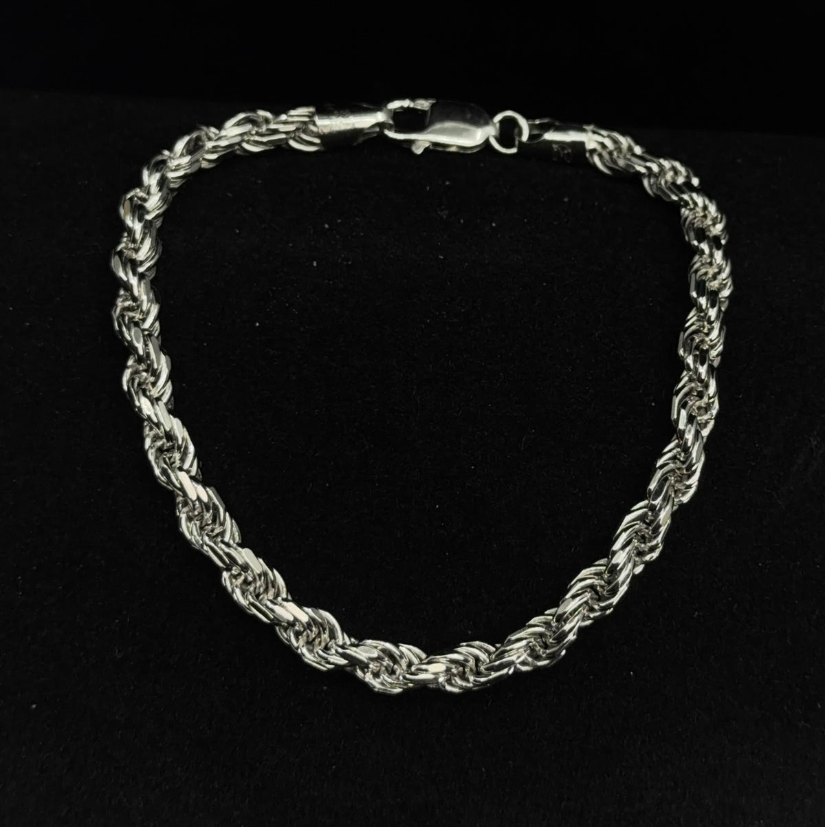 Polished 925 Sterling Silver Rope Chain Bracelet 9in 5.75mm (3)