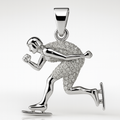 925 Sterling Silver Moissanite Speed Skater Pendant 1.00ct