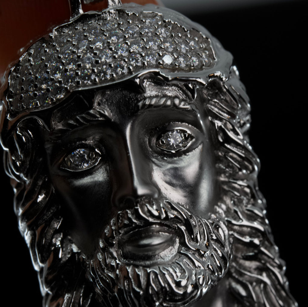 Jesus Head Pave CZ Silver Pendant (3)