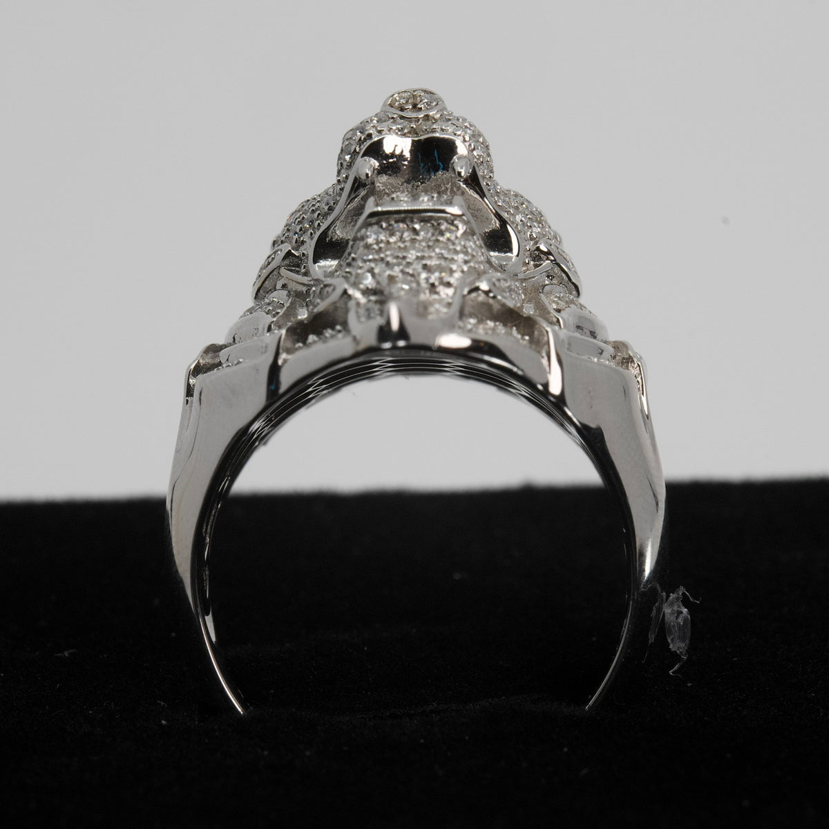 Men's Sterling Silver Lion Head Ring with Moissanite and Green Accents, Size 11 (3)