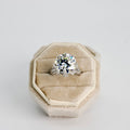 Round Brilliant Moissanite Split-Shank Pavé Engagement Ring in Silver