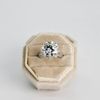 Round Brilliant Moissanite Split-Shank Pavé Engagement Ring in Silver
