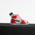Silver Red Nike Sneaker Pendant with Moissanite