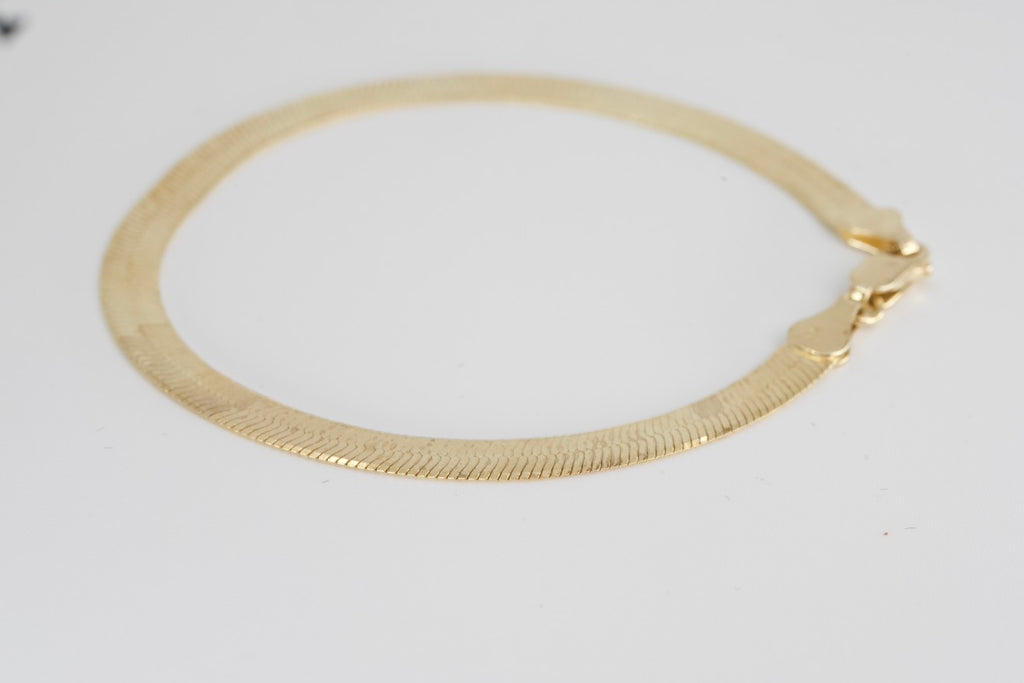 Yellow 14k Gold over herringbone bracelet