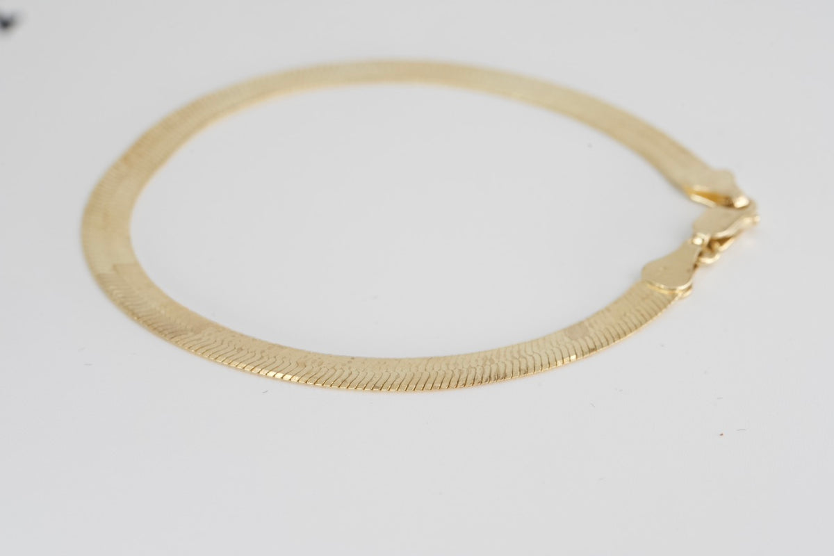 Yellow 14k Gold over herringbone bracelet