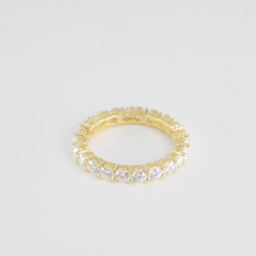 Yellow 14k Gold over Round Moissanite Full Eternity Band Ring