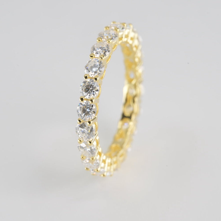 Yellow 14k Gold over Round Moissanite Full Eternity Band Ring (2)