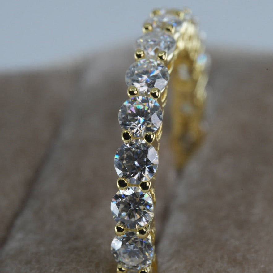 Yellow 14k Gold over Round Moissanite Full Eternity Band Ring (4)