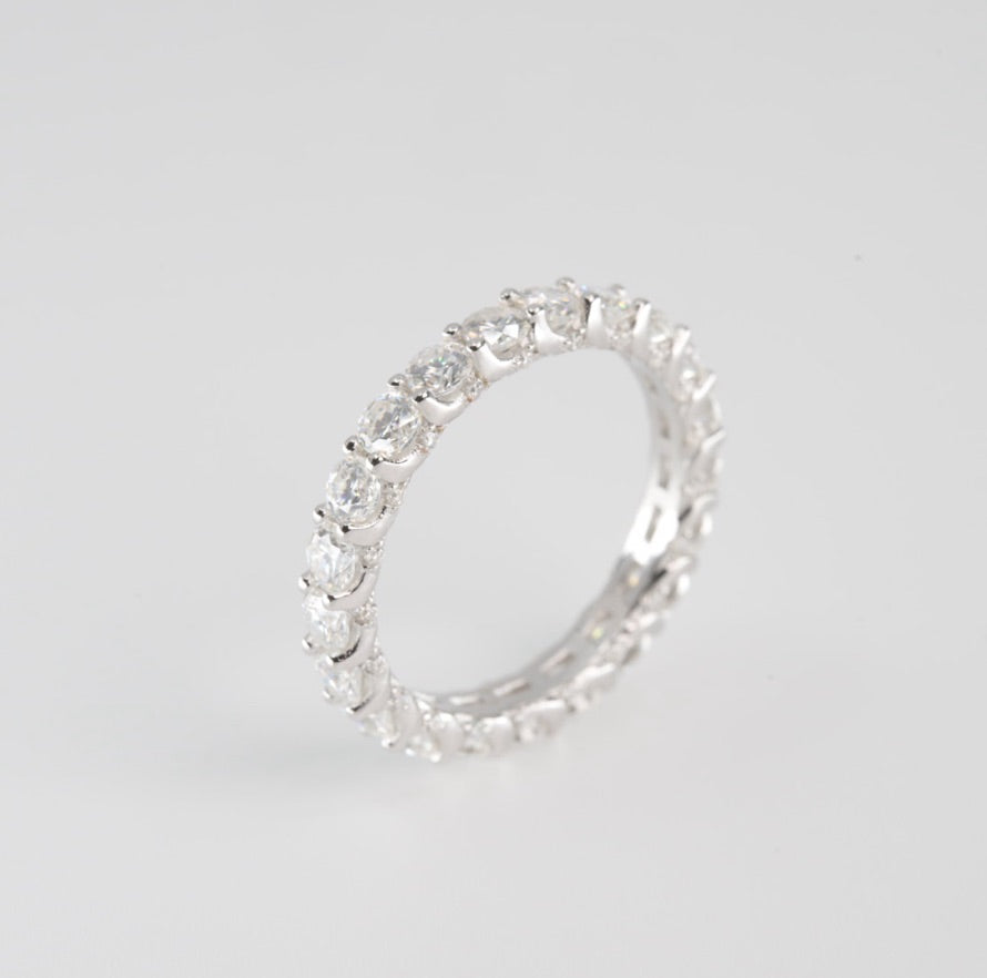 Silver Round-Cut Moissanite Full Eternity Band Ring (3)