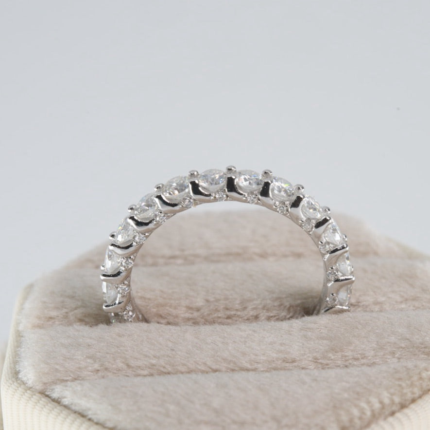 Silver Round-Cut Moissanite Full Eternity Band Ring (5)