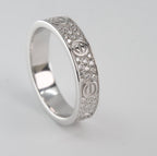 Pavé Circle-Motif Silver Band Ring with Moissanite (2)