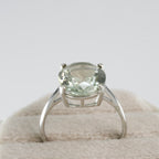 Natural Green Amethyst Solitaire Ring in Silver (2)