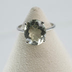 Natural Green Amethyst Solitaire Ring in Silver (3)