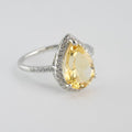Pear-Shaped Yellow citrine Halo Ring in Silver