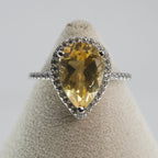 Pear-Shaped Yellow citrine Halo Ring in Silver (3)