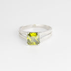 Silver Split Shank Ring with Princess-Cut Peridot Center (2)