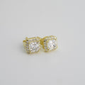 Asscher-Cut Moissanite Square Halo Stud Earrings in 14K Gold Over Silver, 1.2ct