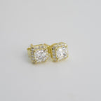 Asscher-Cut Moissanite Square Halo Stud Earrings in 14K Gold Over Silver, 1.2ct