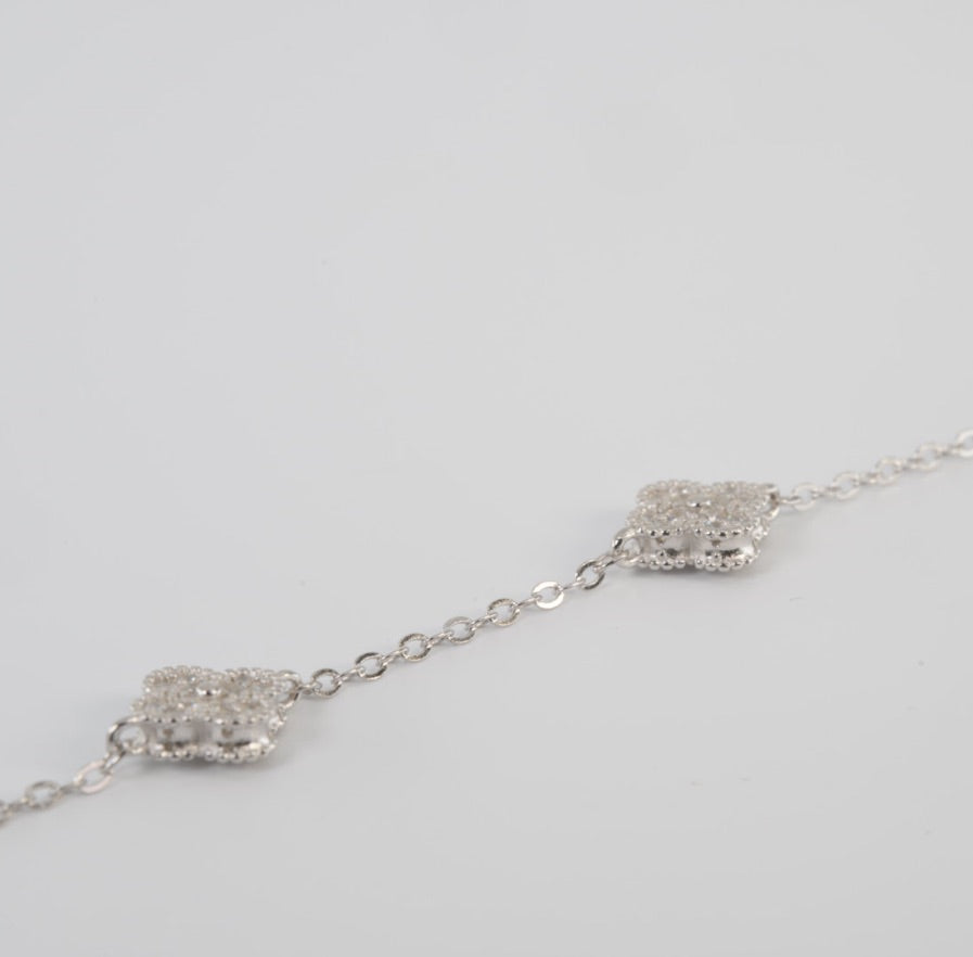 Silver Clover Station Bracelet