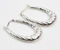 Twisted Rope Oval Hoop Earrings in Silver