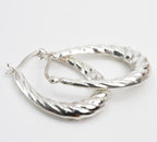 Twisted Rope Oval Hoop Earrings in Silver (2)