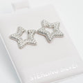Sterling Silver Pavé Open Star Stud Earrings with Moissanite