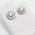 Sterling Silver Cushion Halo moissanite Stud Earrings