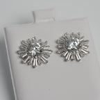 Sunburst Moissanite Stud Earrings in Silver (2)