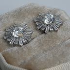 Sunburst Moissanite Stud Earrings in Silver (3)